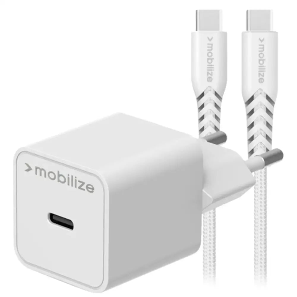 Mobilize USB-C Chargeur Rapide 20W + Cable USB-C-USB-C Blanc - Mobilize